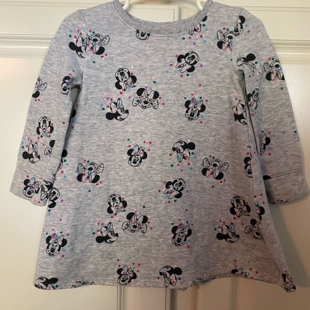 Disney, Jumping Bean, Size 2T, Minnie Mouse Skater Dress, grey sweatshirt dress